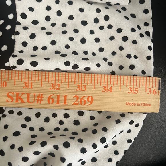 Lauren Ralph Lauren Fit and Flare Dress 12 Black White Polka Dot Feminine Flirty - Picture 6 of 9